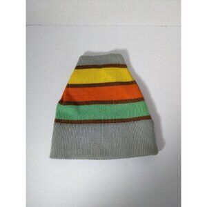 Vintage Virgin Wool Beanie Knit Hat Rainbow Multicolor One Size Canada Colin